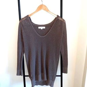 LOFT Crochet Brown Long Sleeve Hoodie Cover Up